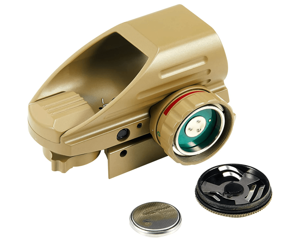 Reflex Dot Sight with 4 Different Reticle Options in Red or Green (FDE) - Aimoptic