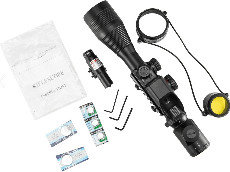 Rifle Scope 4 - 12x50 Rangefinder Reticle Scope with Laser Sight and Red Dot Sight - Aimoptic