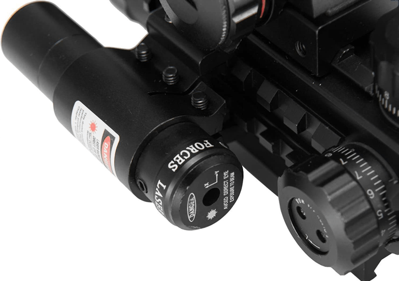 Rifle Scope 4 - 12x50 Rangefinder Reticle Scope with Laser Sight and Red Dot Sight - Aimoptic