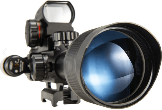 Rifle Scope 4 - 12x50 Rangefinder Reticle Scope with Laser Sight and Red Dot Sight - Aimoptic