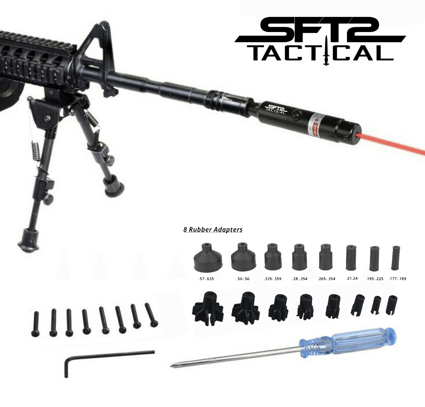SFT2 Tactical Red Laser Bore Sighter for .22 to .50 Caliber Scope - Aimoptic
