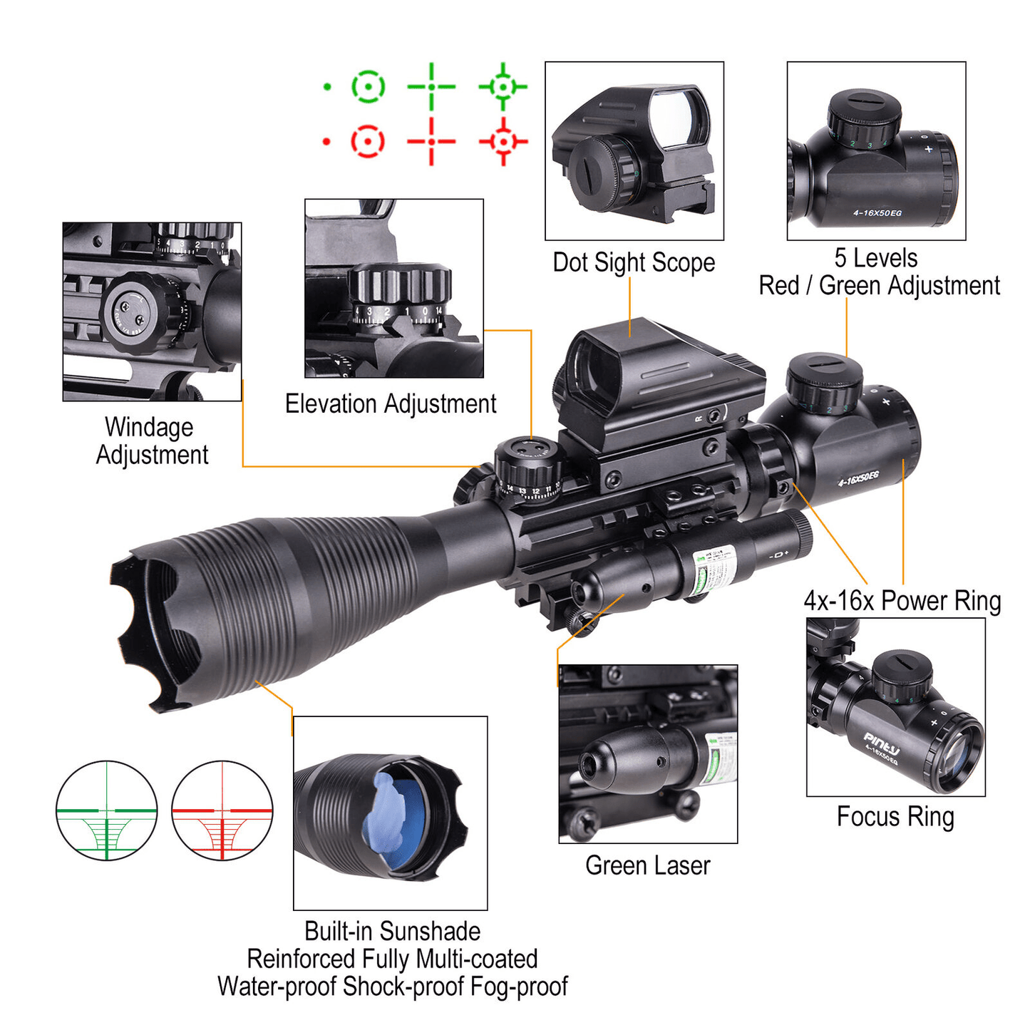 TAC - 1: 4 - 16x50 Illuminated Reticle Scope Package - Aimoptic