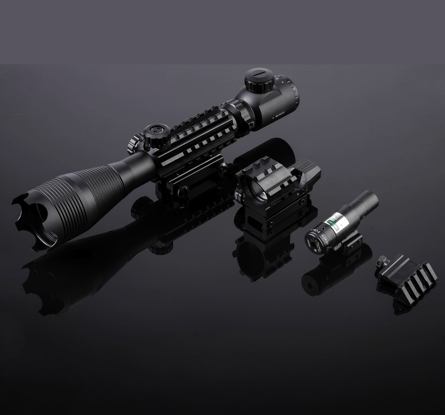 TAC - 2: 4 Piece 4 - 16x50 Illuminated Reticle Scope Package - Aimoptic