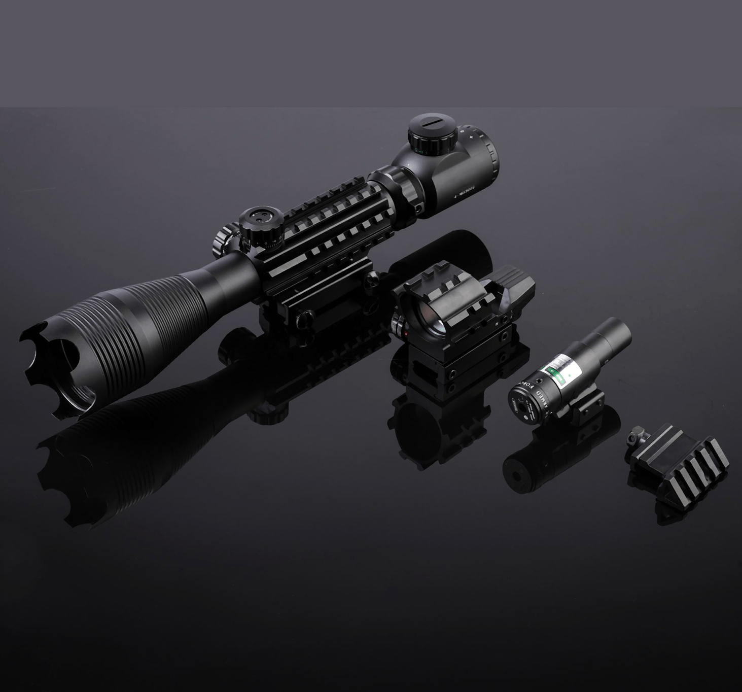 TAC - 2: 4 Piece 4 - 16x50 Illuminated Reticle Scope Package - Aimoptic