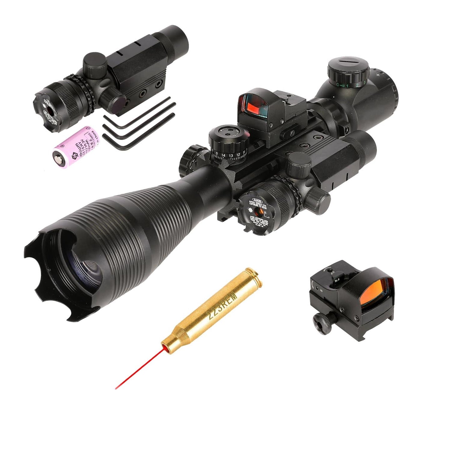 TAC - 4: 4 Piece 4 - 16x50 Illuminated Reticle Scope Package - Aimoptic