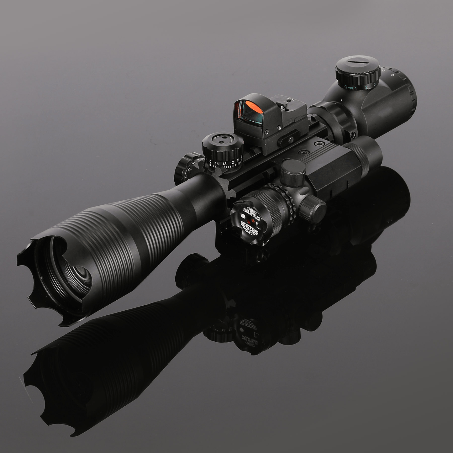 TAC - 4: 4 Piece 4 - 16x50 Illuminated Reticle Scope Package - Aimoptic