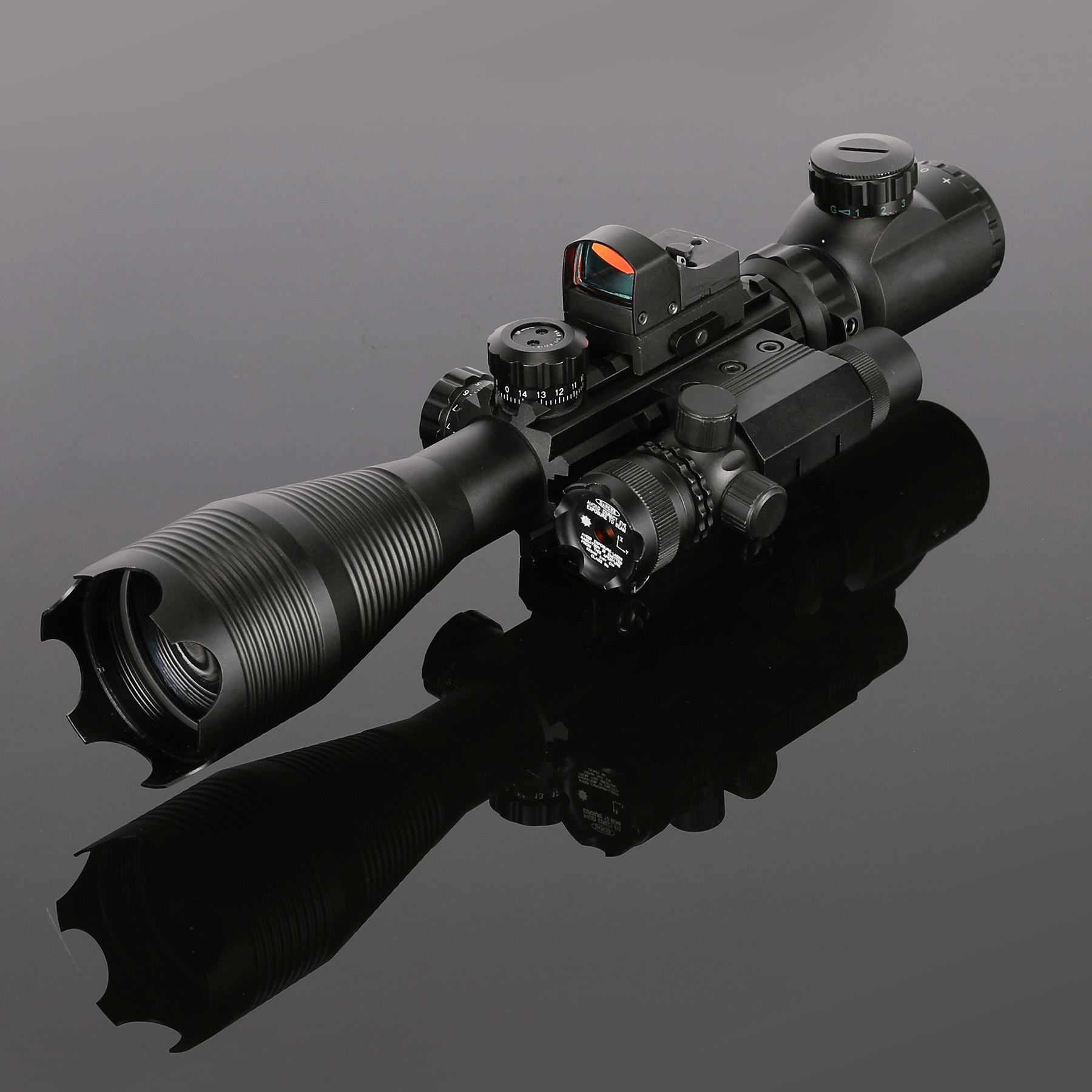 TAC - 4: 4 Piece 4 - 16x50 Illuminated Reticle Scope Package - Aimoptic