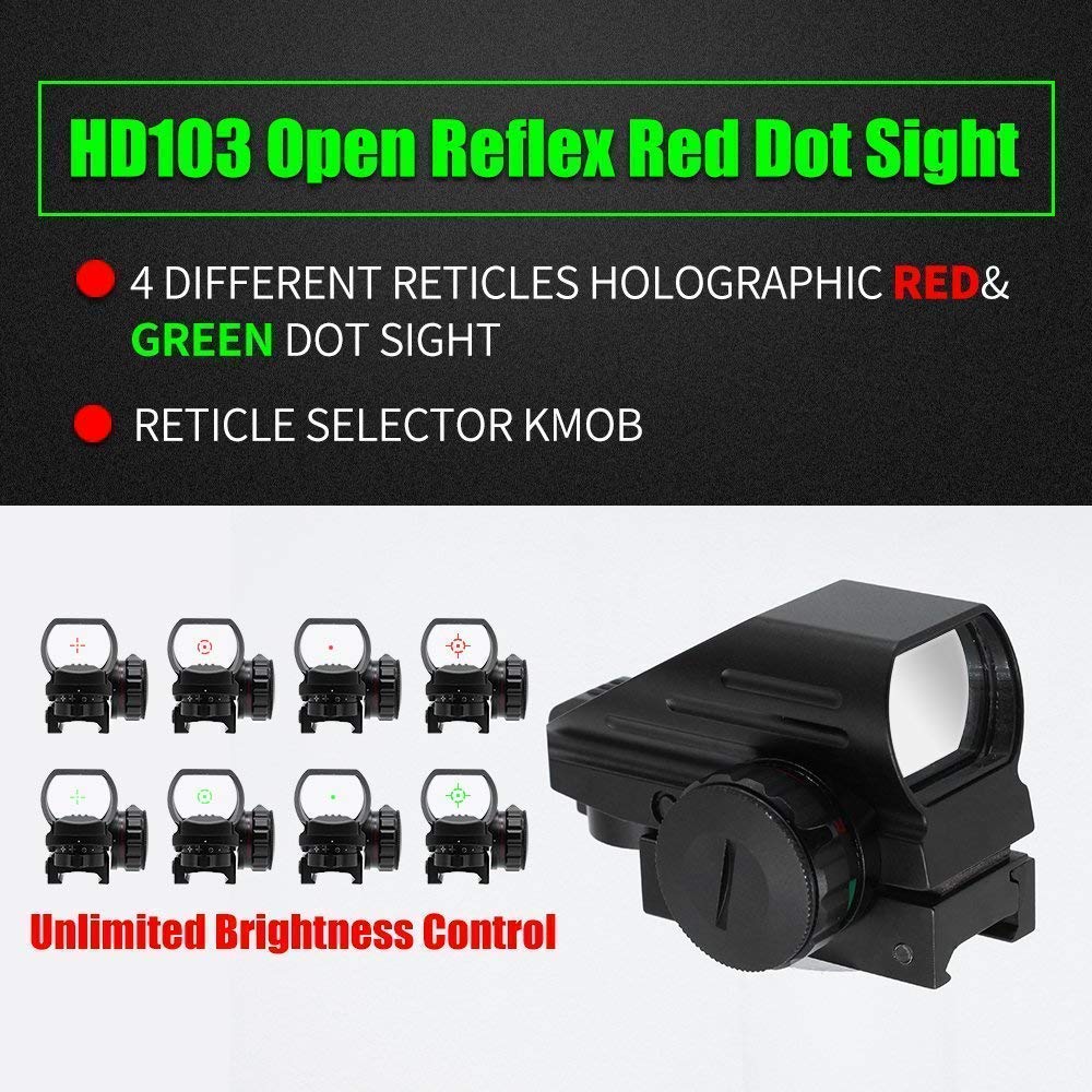 TAC - 5: 4 - 12x50 Illuminated Reticle Scope Package - Includes 4 Mode Dot Sight and Green or Red Laser - Aimoptic