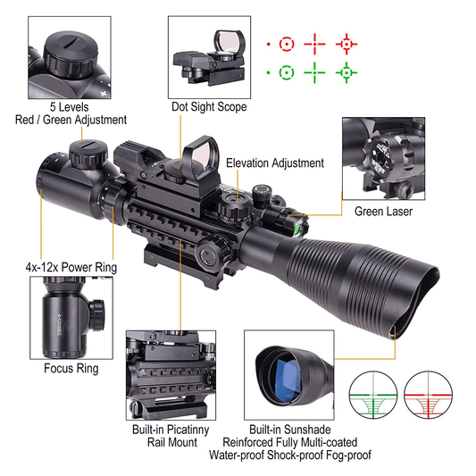 TAC - 6: 4 - 12x50 Illuminated Reticle Scope Package - Aimoptic