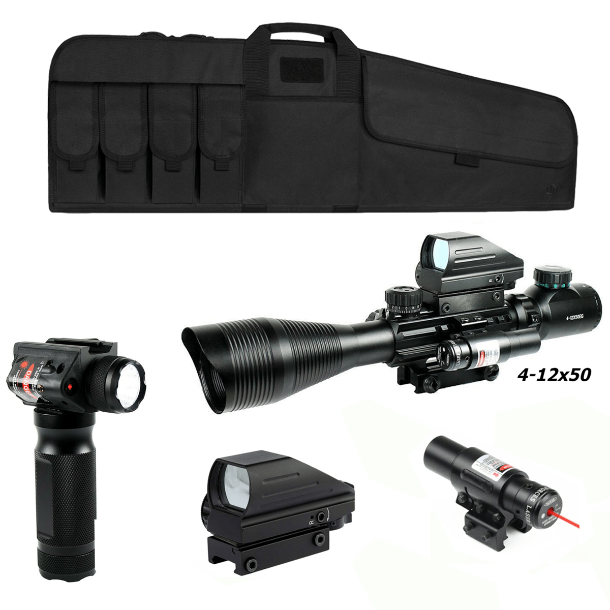 The AR - 15 Liberty Package with Illuminated Scope, Vertical Foregrip and 41" Liberty Case - Aimoptic