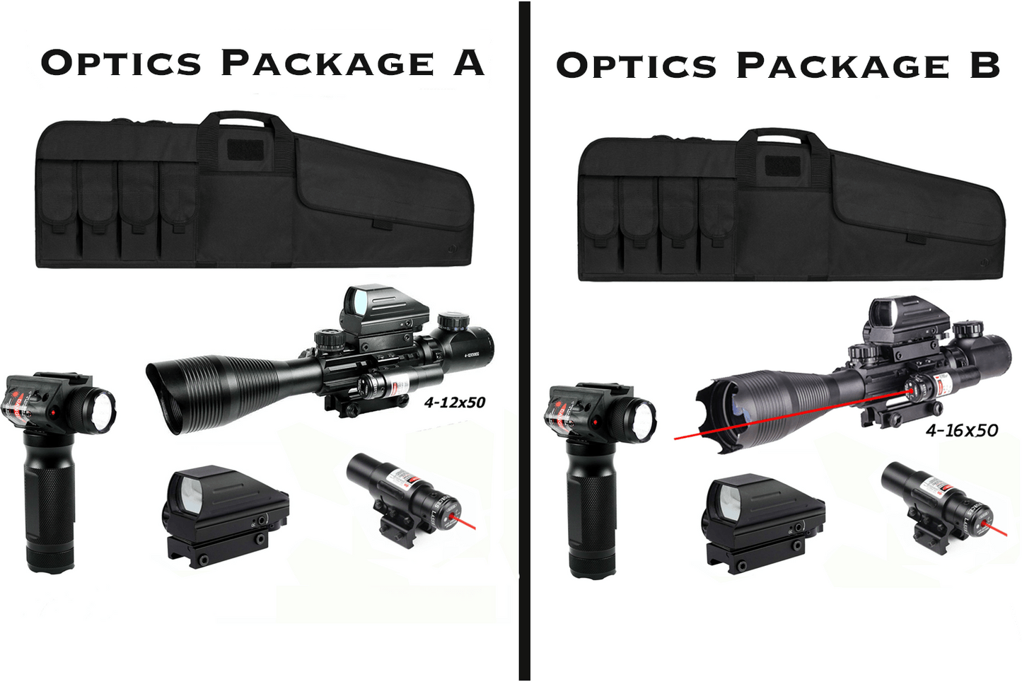 The AR - 15 Liberty Package with Illuminated Scope, Vertical Foregrip and 41" Liberty Case - Aimoptic